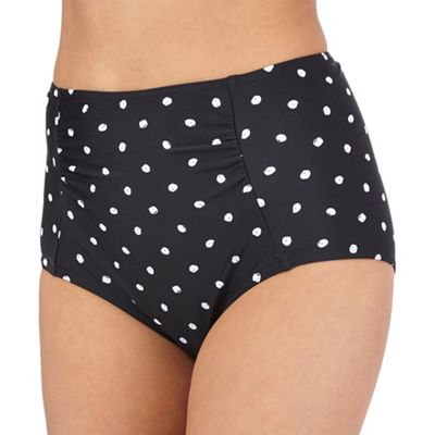 Black polka dot high-waisted bikini bottoms
